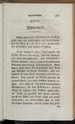 XXVII. Bibliotheck