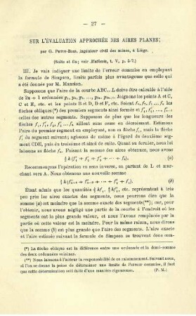 SUR L'ÉVALUATION APPROCHÉE DES AIRES PLANES.