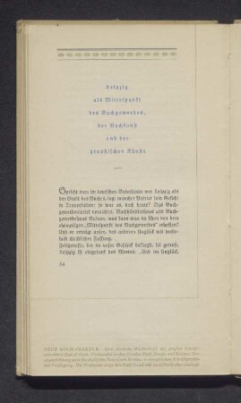 Leipzig als Mittelpunkt des Buchgewerbes, der Buchkunst und der graphischen Künste