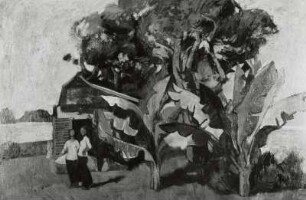 Vietnamesische Landschaft mit zwei Figuren