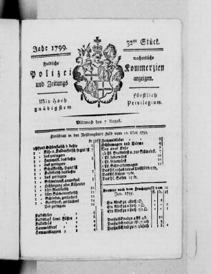 32tes Stück, Ausgabe vom 7. August 1799