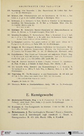 E. Kunstgewerbe (Nr. 391-508)