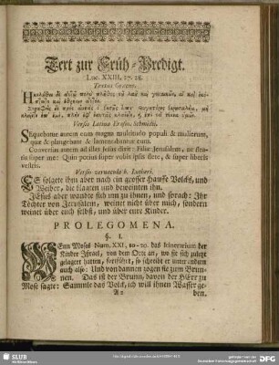 Text zur Früh-Predigt. Luc. XXIII, 27. 28