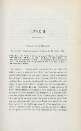 Chapitre premier. Les divers projets antérieurs à la loi du 11 mars 1902
