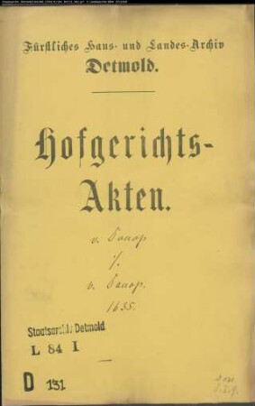 von Donop, Hans Christian gegen Philipp von Donop
