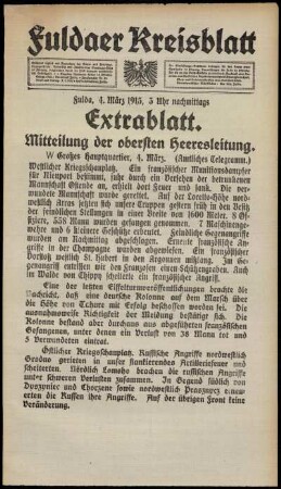 Zweite Ausgabe vom Donnerstag, den 04. März 1915.