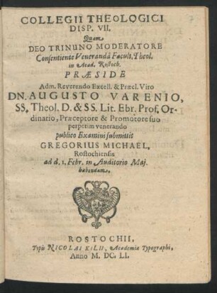 7: Collegii Theologici Disputatio ...