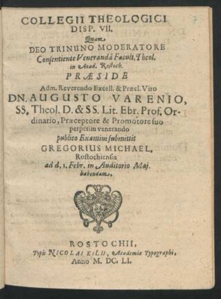 7: Collegii Theologici Disputatio ...