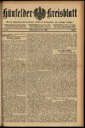 Ausgabe vom Samstag, den 14. Mai 1898.
