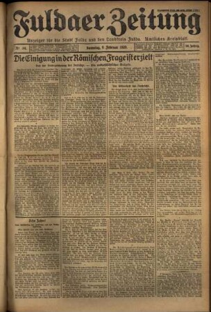 Erste Ausgabe vom Samstag, den 09. Februar 1929.