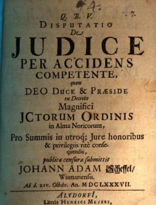 Disputatio De Judice Per Accidens Competente