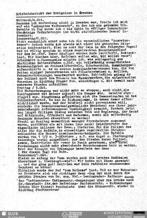 Erlebnisbericht der Ereignisse in Dresden