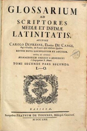 Glossarium Ad Scriptores Mediae Et Infimae Latinitatis, 2,2. L - O