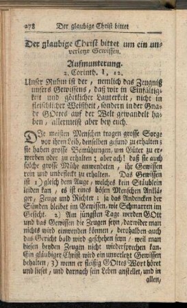 Der glaubige Christ bittet um ein unverletzt Gewissen.