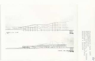 Konservatorium, Berlin-Tiergarten (Diplomarbeit bei Peter Poelzig): Ansicht von Südwesten und Schnitt 1:200