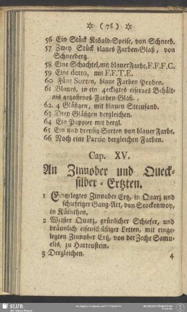 Cap. XV. An Zinnober und Quecksilber-Ertzten