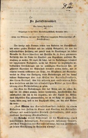 Die Kartoffelkrankheit : vorgetragen in der bayer. Gartenbaugesellschaft, November 1865