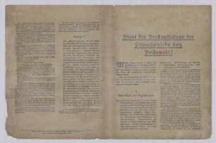 "Dient die Verstaatlichung der Privatbetriebe dem Volkswohl?"