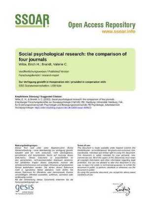 Social psychological research: the comparison of four journals