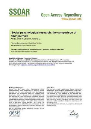 Social psychological research: the comparison of four journals