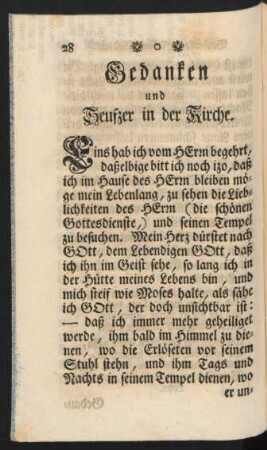 Gedanken und Seufzer in der Kirche.
