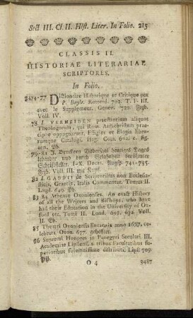 Classis II. Historiae literariae scriptores.