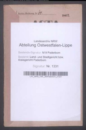 Erblasser: Glahn, Theresia, geb. Meschede; Ehepartner: Glahn, Caspar Heinrich: