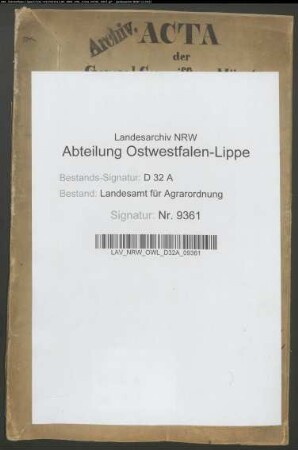 Niederntudorfer Feldmark, Krs. Büren. Separation