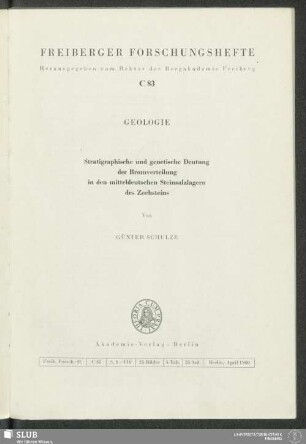 Stratigraphische und genetische Deutung der Bromverteilung in den mitteldeutschen Steinsalzlagern des Zechsteins