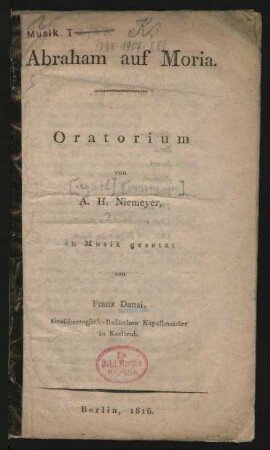 Abraham auf Moria : Oratorium von A. H. Niemeyer