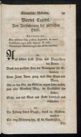 Viertes Capitel. Von Versicherung der göttlichen Hülfe