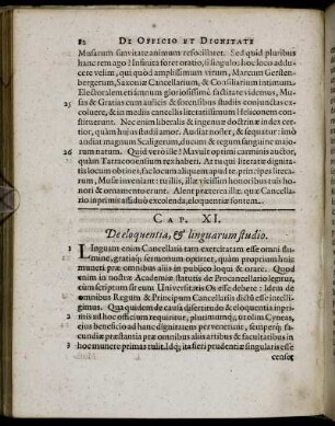 Cap. XI. De eloquentia, & linguarum studio.