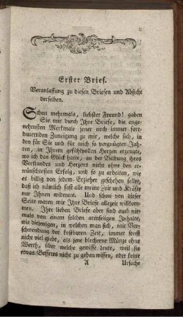 Erster Brief. Veranlassung zu diesen Briefen und Absicht derselben.
