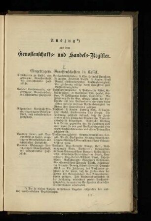 Auszug aus dem Genossenschafts- und Handels-Register