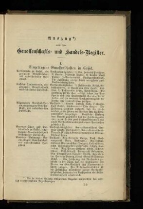 Auszug aus dem Genossenschafts- und Handels-Register