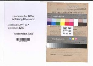 Entnazifizierung Karl Wiedemann , geb. 26.11.1896 (Schlosser)