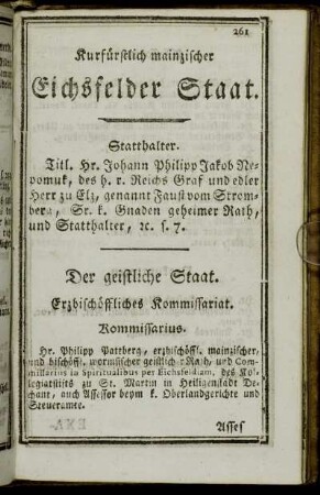 Kurfürstlich mainzischer Eichsfelder Staat.
