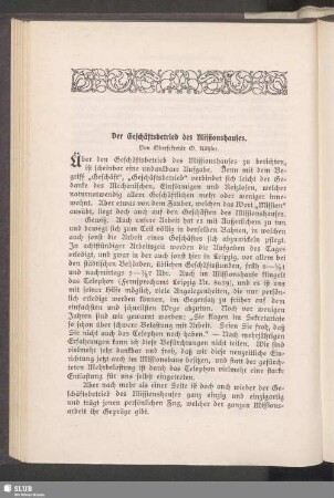 Der Geschäftsbetrieb des Missionshauses