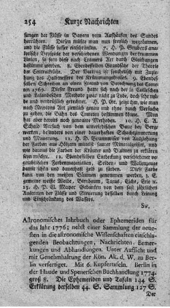 Astronomisches Jahrbuch oder Ephemeriden für das Jahr 1776.