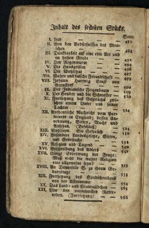 Inhalt des sechsten Stücks