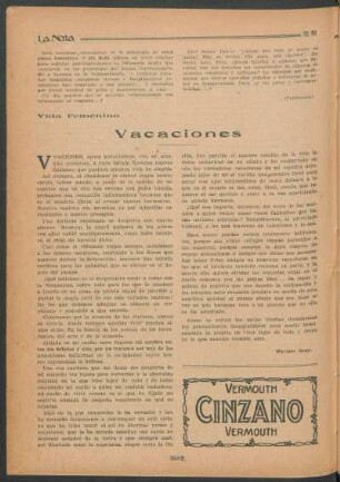 Vida femenina - Vacaciones