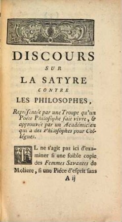 Discours sur la Satyre contre les philosophes