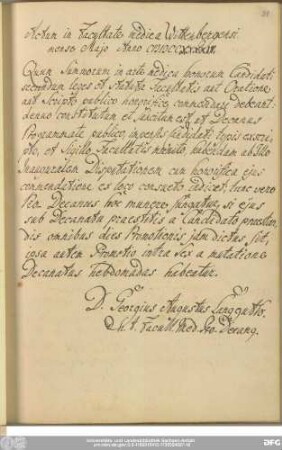 Actum in Facultate medica Wittenbergensi mense Majo Anno MDCCXXXXIV.