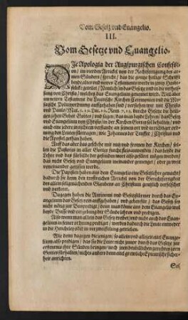 III. Vom Gesetze und Evangelio.