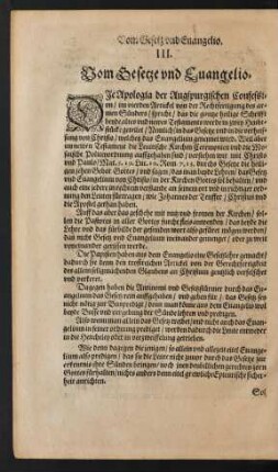 III. Vom Gesetze und Evangelio.
