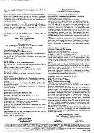 Literaturhinweise des VEB Fachbuchverlag Leipzig