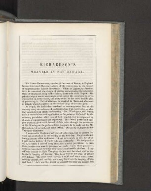 Richardson's travels in the Sahara.