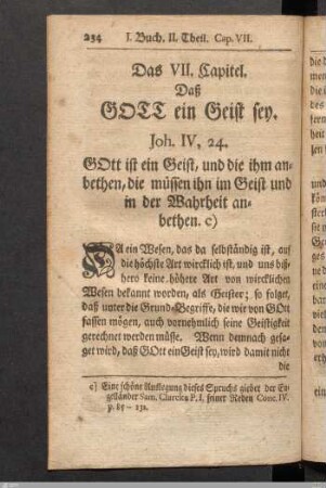 Das VII. Capitel. Daß Gott ein Geist sey.