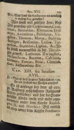 Cap. XIII. seu Seculum XVII.