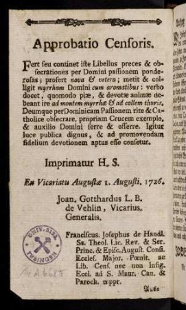 Approbatio Censoris.